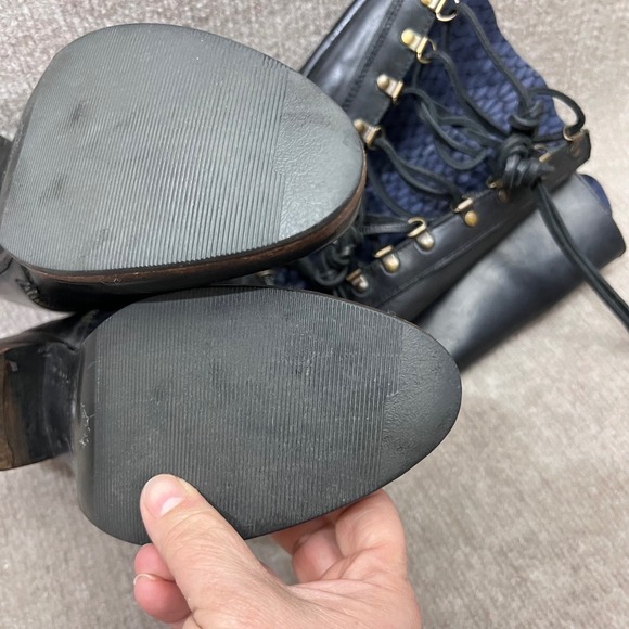 Freebird by Steven Wyatt Black Leather Tall Snake Texture Black Blue Boots 8  L - Picture 12 of 16